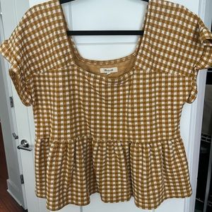Madewell gingham knit peplum top